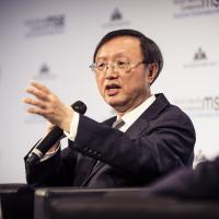 Yang Jiechi speaking at the Munich Security Conference 2019. 