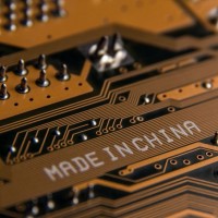 A circuit board with a Made in China caption