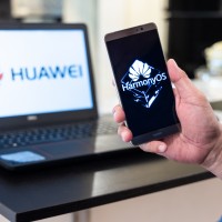 A smartphone using Huawei's operating system Harmony OS