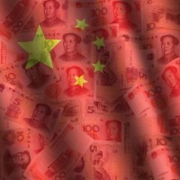 Illustration showing the Chinese Flag and Chinese Yuan