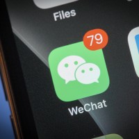 The Chinese WeChat messaging application is seen on an iPhone
