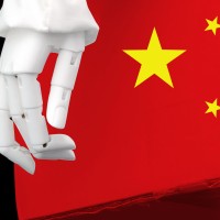 Robotic hand and Chinese flag