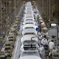 car assembly line at the Dongfeng Honda Automobile Co., Ltd factory in Wuhan