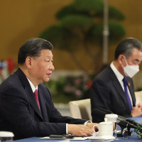 Chinese president Xi Jinping and Foreign Minister Wang Yi at the G20 summit in Bali in November 2022.