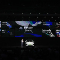 Launch event of the SUV Denza N7 model by Chinese automaker BYD in Beijing, July 3, 2023.