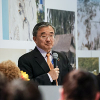 China Representative, Former Vice Minister of Foreign Affairs, Liu Zhenmin, speaks during a discussion panel in Alliance of Slamm Iceland States (AOSIS) Pavilion during the COP28, UN Climate Change Conference, held by UNFCCC in Dubai Exhibition Center, United Arab Emirates on December 3, 2023.