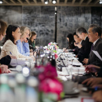 Annalena Baerbock and Wang Yi at the 2024 Munich Security Conference