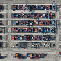 argo ships load and unload containers in an orderly manner at the Dapukou Container Terminal in Jintang Port area of Zhoushan Port in Ningbo, Zhejiang province, China, Jan 4, 2025.