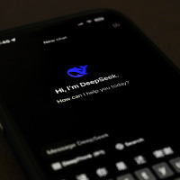 The page for the smartphone app DeepSeek is seen on a smartphone screen in Beijing, Tuesday, Jan. 28, 2025.
