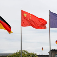 German, Chinese, EU flags