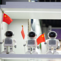 Robot toys are seen in Yiwu Wholesale Market in Yiwu, China