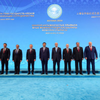 Heads of State stand for the group photo at the Shanghai Cooperation Organization Summit, July 4, 2024, in Astana, Kazakhstan.