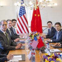 US Secretary of the Treasury Scott Bessent, US Trade Representative Jamieson Greer, Li Chenggang, China International Trade Representative (full minister rank) and Vice Minister of Commerce, Chinese Vice Premier He Lifeng, left and right, they are preparing to discuss for the second day during a bilateral meeting between the United States and China, in Geneva, Switzerland, on Sunday, May 11, 2025.