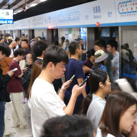 People travel by subway at Zhichun Road Subway Station in Beijing, China on September 17, 2025.