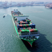 A cargo ship loaded with foreign trade containers departed from Qingdao Port in Qingdao City, Shandong Province, China on January 20, 2026.
