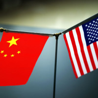 National flags of China and the United States