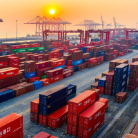Container parked in Taicang Port Area in Suzhou Port, Jiangsu Province, China on February 18, 2026