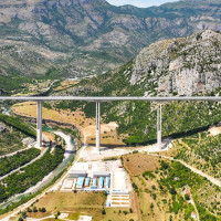  This aerial photo taken on July 24, 2023 shows a bridge on the Bar-Boljare highway in Montenegro.
