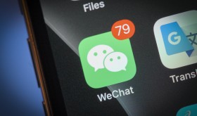 The Chinese WeChat messaging application is seen on an iPhone