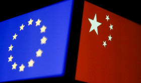 Flags of European Union and China