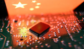 Computer chip and Chinese flag