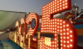 Festive lanterns are lit up to welcome the New Year in Beijing, China.