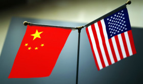 National flags of China and the United States