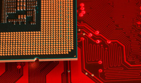 Computer motherboard and chip appear in this illustration.