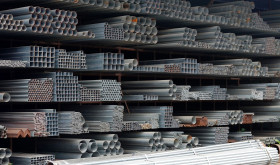Steel products piled up in the steel market in Yichang, Hubei, China on December 13, 2025.