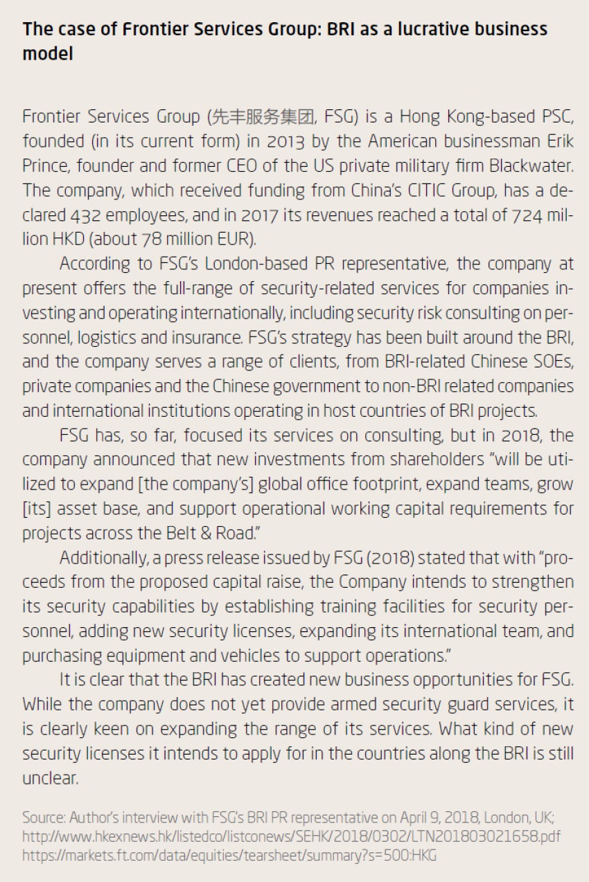 The case of Frontier Services Group: BRI as a lucrative business model