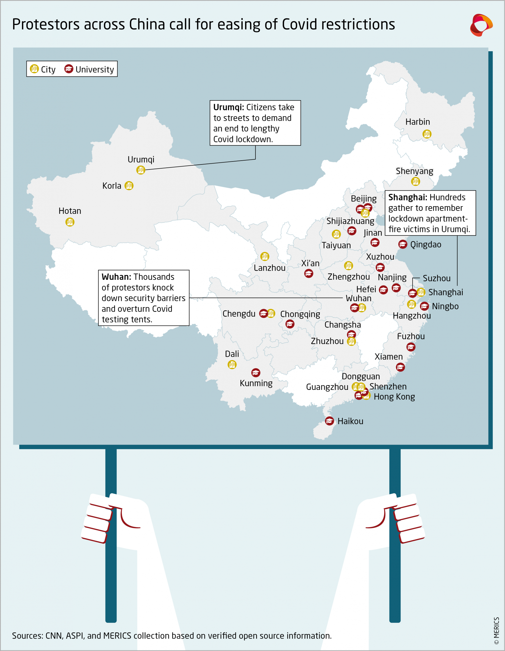 Map of Covid protests across China
