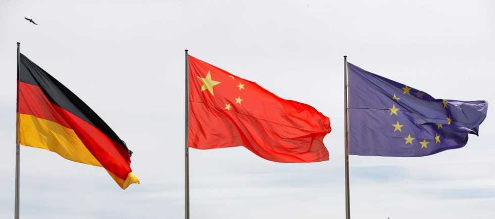 German, Chinese, EU flags