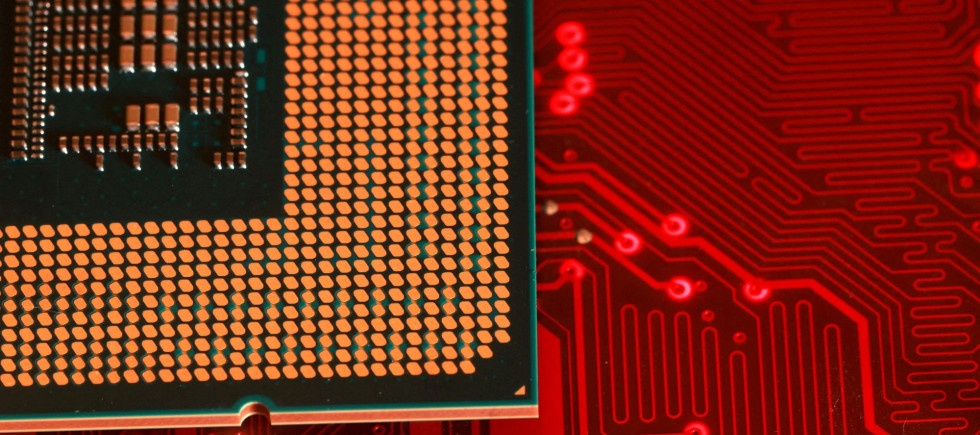 Computer motherboard and chip appear in this illustration.