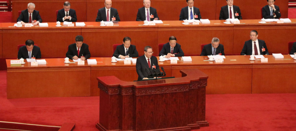 Premier Li Qiang presents the government's annual work report and the draft budget to the delegates during the fourth session of the 14thChina's National People's Congress (NPC)