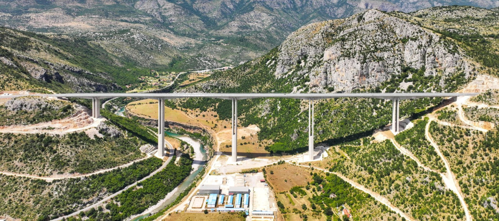  This aerial photo taken on July 24, 2023 shows a bridge on the Bar-Boljare highway in Montenegro.