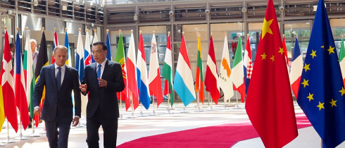 President of the European Council Donald Tusk and China's Premier Li Keqiang at the 2017 EU-China Summit in Brussels. 