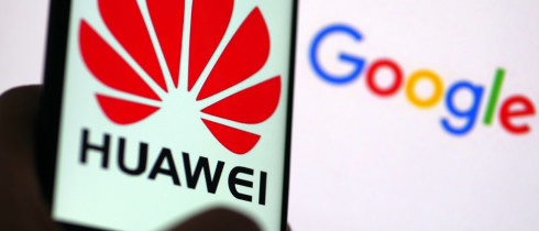Huawei and Google logos