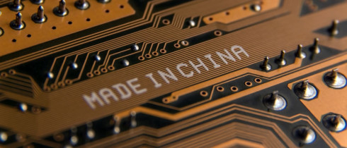 A circuit board with a Made in China caption