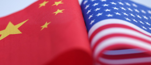 China US flags