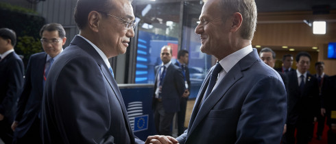 China's Premier Li Keqiang and European Council President Donald Tusk at the EU-China Summit 2017