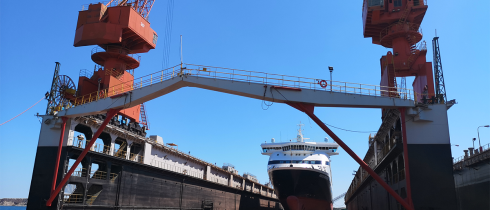 The new floating docks at COSCO-owned Piraeus shipyard.
