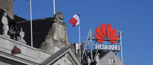A Huawei signboard in Copenhagen