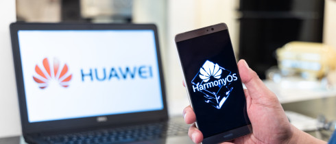 A smartphone using Huawei's operating system Harmony OS