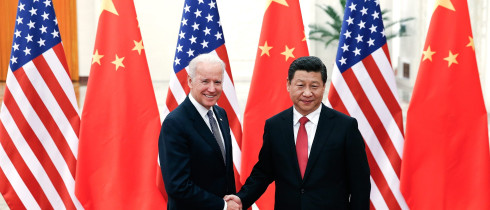 Chinese President Xi Jinping  shakes hands with US Vice President Joe Biden inside the Great Hall of the People in Beijing, China, 2013.
