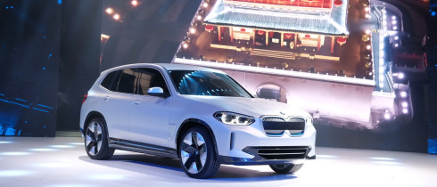 BMW's first all-electric SUV iX3 on display during the Auto China 2018 in Beijing