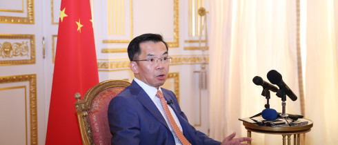 Chinese ambassador to France Lu Shaye speaks to Chinese press in Paris, France, 