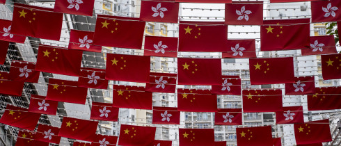 Flags of China and Hong Kong