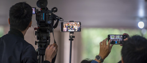 Ko Wen-je, chairman of the Taiwan People's Party (TPP) and presidential candidate, alongside vice-presidential candidate Cynthia Wu, addresses the media during their arrival at the Central Elections Commission to register for the 2024 presidential elections in Taiwan.