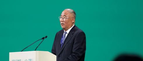 Xie Zhenhua, China special envoy for climate, speaks during a session at the COP28 U.N. Climate Summit, Friday, Dec. 1, 2023, in Dubai, United Arab Emirates.