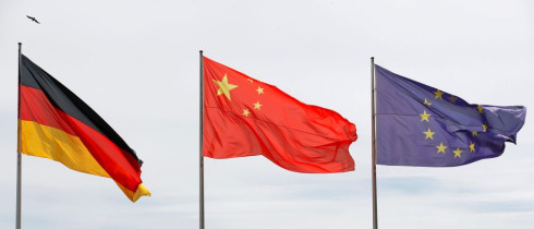 German, Chinese, EU flags